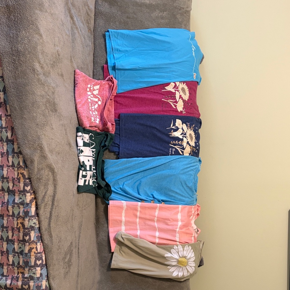 Assorted Women's Graphic Tees - Bright Blue, Navy, Pink, Coral, Teal, Olive
